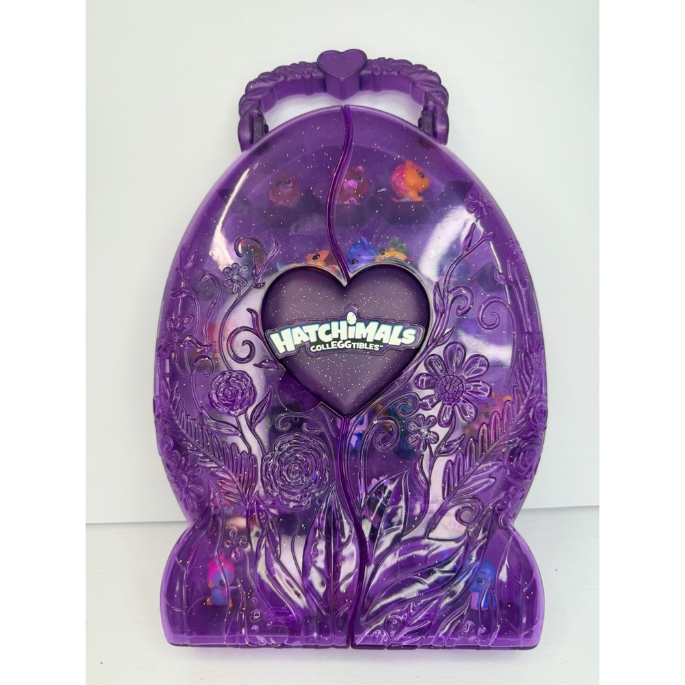 Lot of 30 Hatchimals Colleggtibles Figures Display Purple Carrying Case